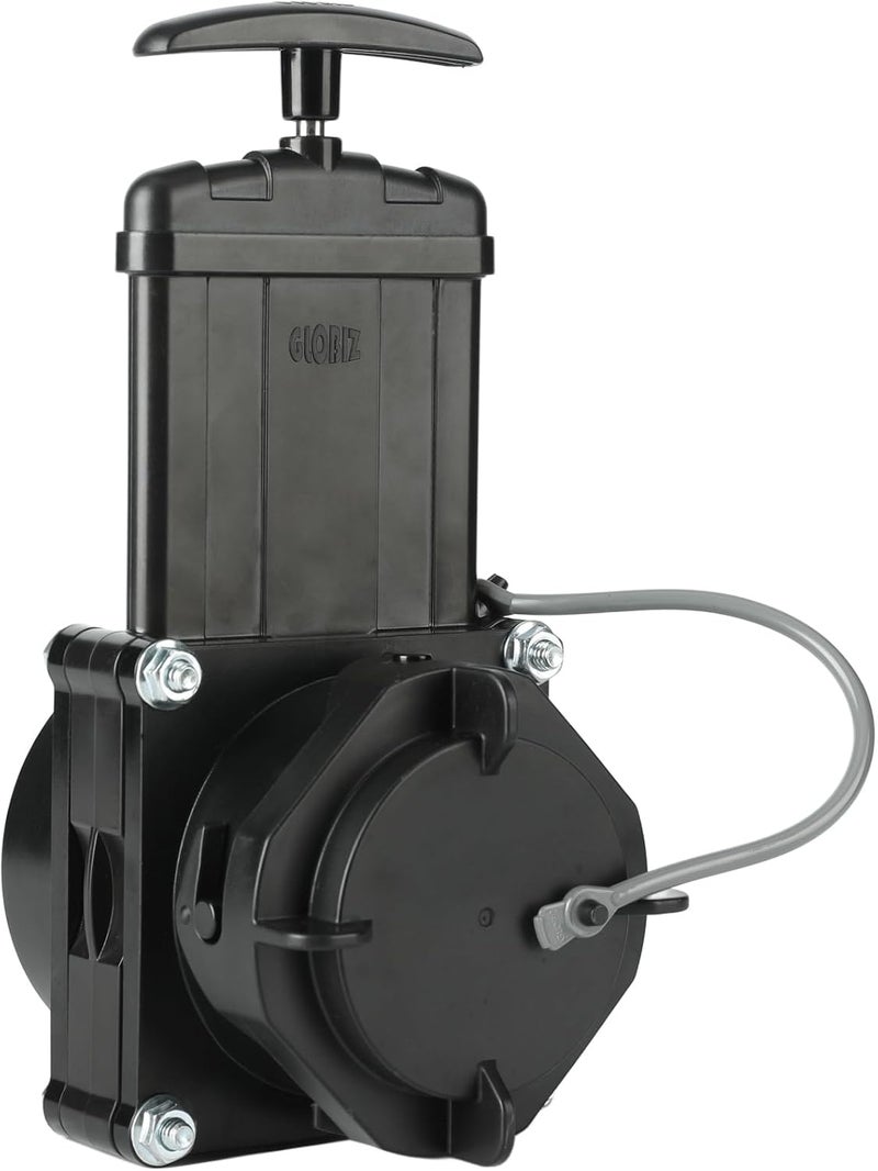 GLOBIZ RV Gate Valve 3-Inch Hub to 3-Inch Lug with Cap Glue on 3" PVC Sewer Pipe with Cement UV-Resistant Plastic Made(1Pack) Black(8051) - Image 1